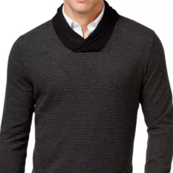 Tasso Elba-Black Rice Stitch Shawl Sweater XL NWT - Picture 2 of 2